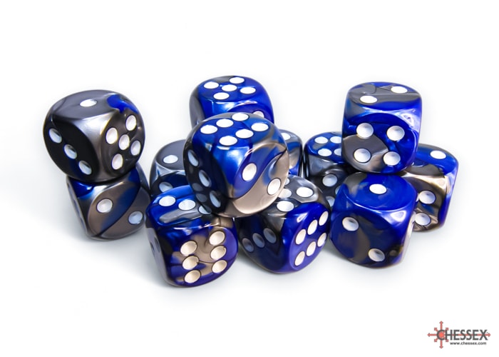 Set 12 Dados Gemini Blue-Steel/White1