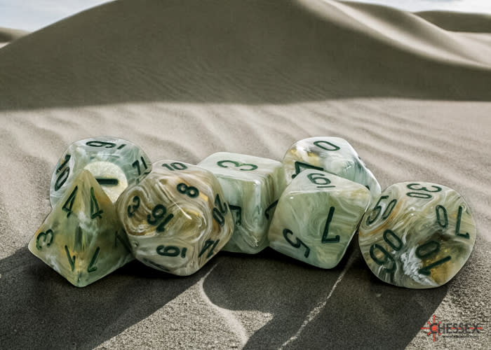Set 7 Dados Marble Green/Dark Green Mega Hedral1