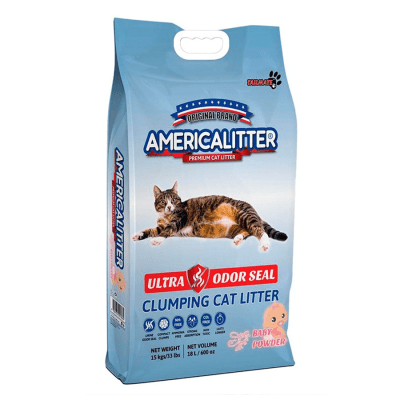 America Litter Arena Sanitaria Ultra Odor Seal Baby Powder Talco