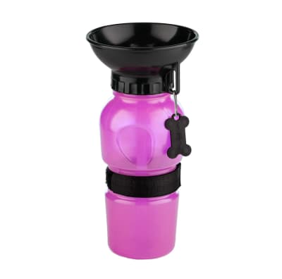 Bebedero portátil para pasear a tu mascota color rosado