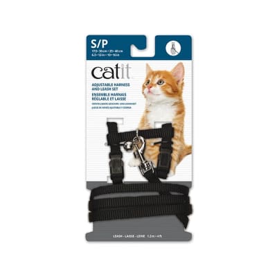 Catit arnés con correa para gato negro