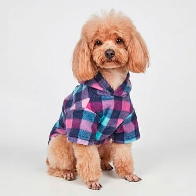 Polerón para perro con capucha a cuadros