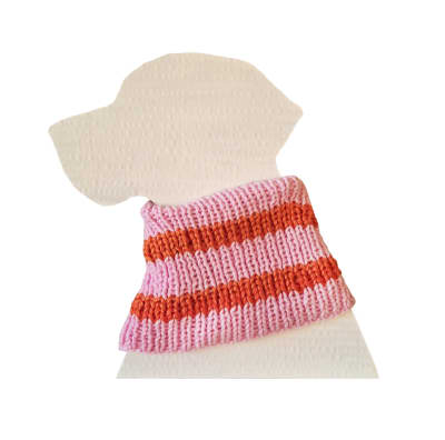 Cuello de lana para perro grande rosado con naranja Talla L