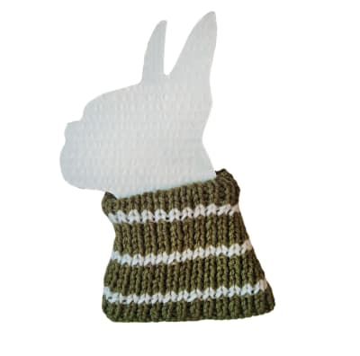 Cuello de lana para perro mediano blanco con verde Talla M