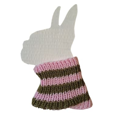 Cuello de lana para perro mediano rosado con verde Talla M