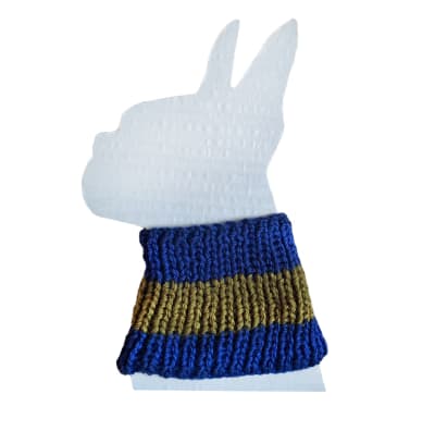 Cuello de lana para perro pequeño azul con verde Talla S