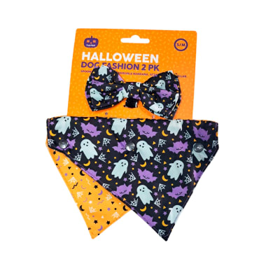 FuzzYard Bandana con corbatín Halloween Fantasmitas y murciélagos