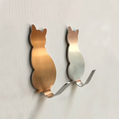 Colgadores metálicos Gato, dorado y plateado claro