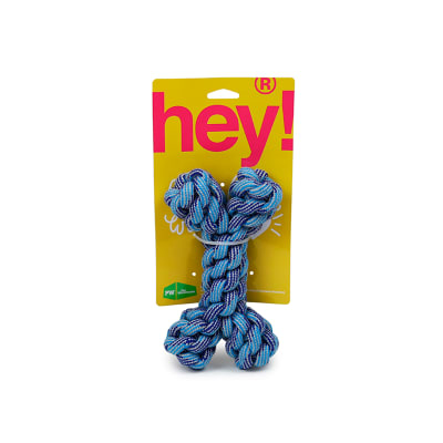 Juguete para perro hey! Hueso de cuerda azul XL