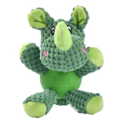 Juguete Mascan peluche plush con pelota rinoceronte para perros