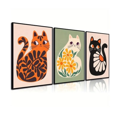 Set de 3 láminas de gatos (20 x 25 cm)