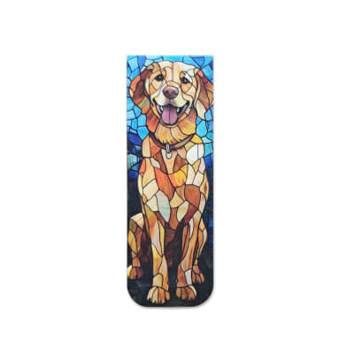 Marcador de libro magnético con diseño de perro labrador estilo mosaico