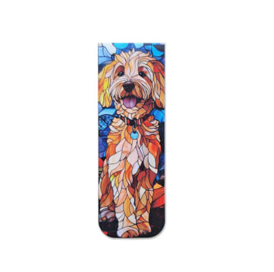 Marcador de libro magnético con diseño de perro Ovejero estilo mosaico