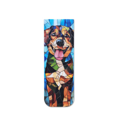 Marcador de libro magnético con diseño de perro Rottweiler estilo mosaico