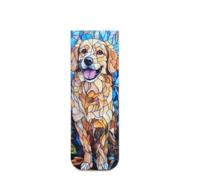 Marcador de libro magnético con diseño de perro golden retriever estilo Mosaico