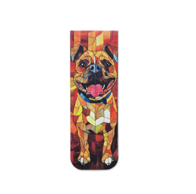 Marcador de libro magnético con diseño de perro pitbull estilo mosaico