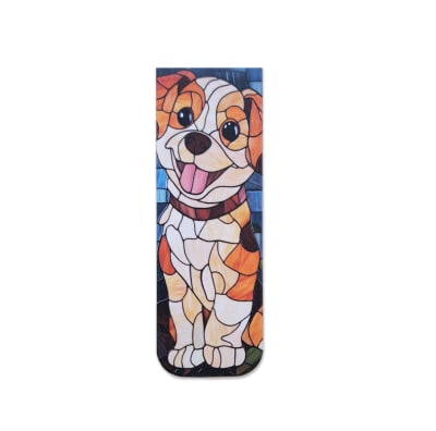 Marcador de libro magnético con diseño de perro beagle estilo mosaico