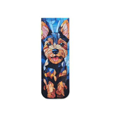 Marcador de libro magnético con diseño de perro Yorkshire estilo mosaico