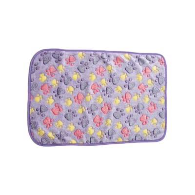 Mantita para mascota diseño morada con patitas de colores (76x52 cm)