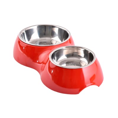 Mascan Plato doble rojo para perro