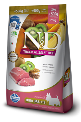 N&D Tropical Adulto Mini Cerdo, cereales y frutas tropicales 2kg +500gr GRATIS