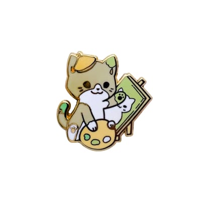 Pin esmaltado diseño de gato pintor