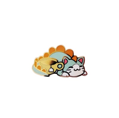 Pin esmaltado diseño de gatito dragón té