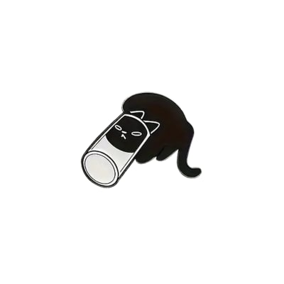 Pin esmaltado diseño gatito negro atorado en un vaso
