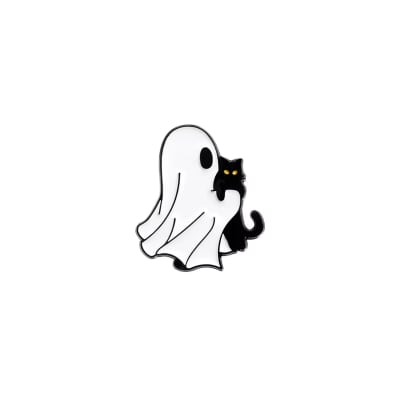 Pin esmaltado diseño de fantasma cargando un gatito negro