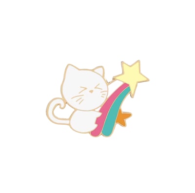 Pin esmaltado diseño de gato con una estrella fugaz