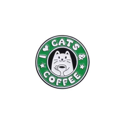 Pin esmaltado diseño de gato I Love Cats and Coffee
