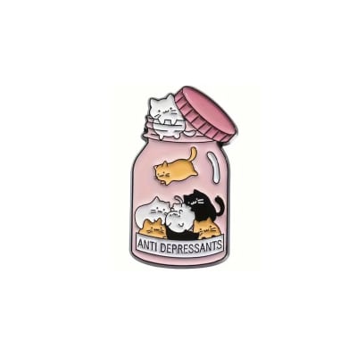 Pin esmaltado diseño de gato antidepresivos