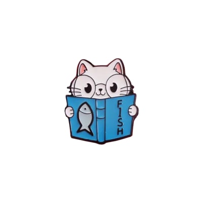 Pin esmaltado diseño de gato lector