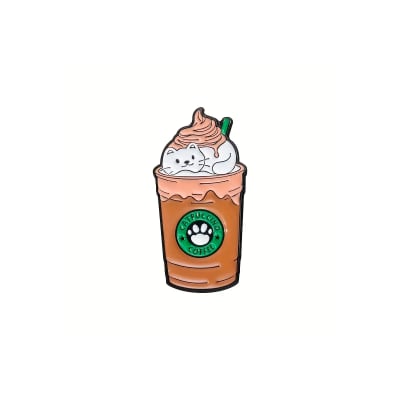 Pin esmaltado diseño de gato catpuccino coffee
