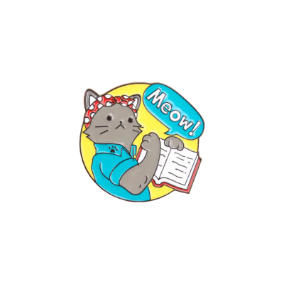 Pin esmaltado diseño de gato Meow feminista