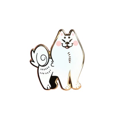 Pin esmaltado diseño perro Akita blanco