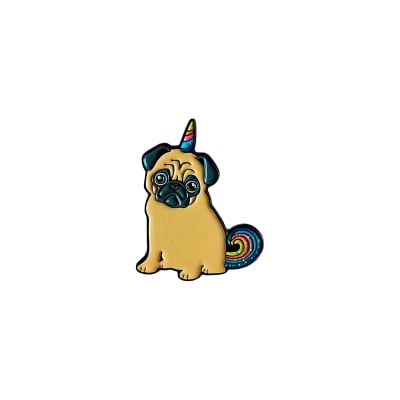 Pin de perro pug unicornio