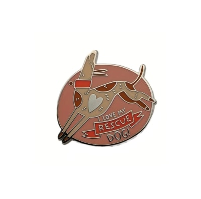Pin esmaltado con diseño de perrito ¨I Love my rescued dog¨
