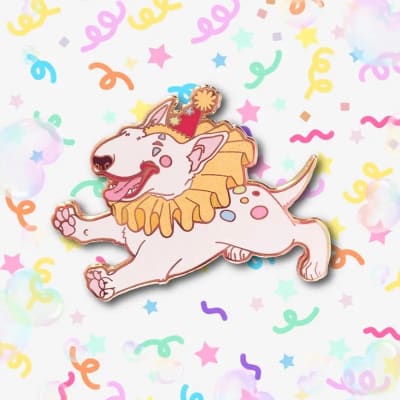 Pin esmaltado diseño de perro bullterrier clown