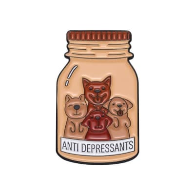 Pin esmaltado diseño de perro frasco antidepressants