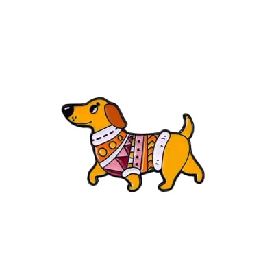 Pin esmaltado diseño de perro salchicha con ropita