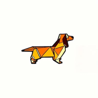 Pin esmaltado diseño de perro salchicha origami