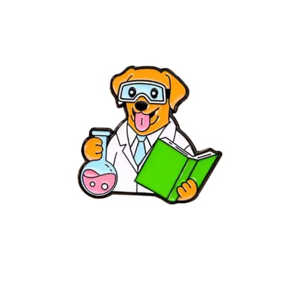 Pin esmaltado diseño de perro científico