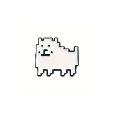 Pin esmaltado diseño de perro pixel blanco