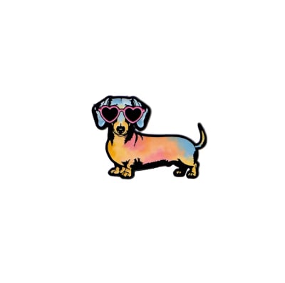 Pin esmaltado diseño de perro Salchicha con lentes