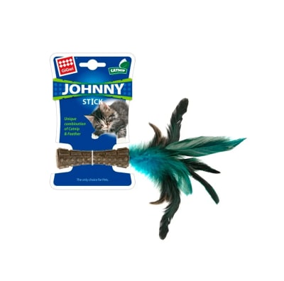Juguete para gato con catnip Johnny Stick con pluma natural de Gigwi