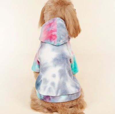 Polerón para perro con capucha teñido con 3 colores