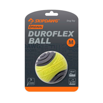 Skipdawg Pelota Duroflex Ball amarilla con gris para perro Talla M