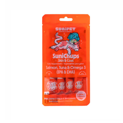 Snack húmedo para gato SuniChups Skin & Coat