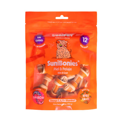 SuniBonies Skin & Coat sabor salmón, cuidado de piel y pelaje.